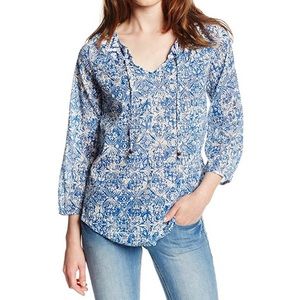 Lucky Brand Blue Printed Peasant Top